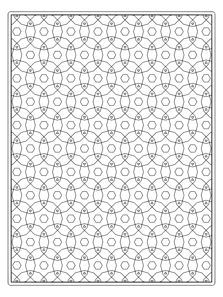 Kagome star tessellation with nested stars, a detailed coloring page for adults to print or color online