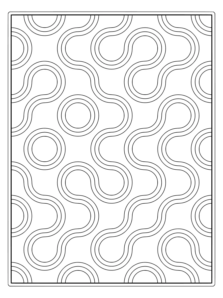 Truchet ribbon pattern with woven flowing curves, a medium-detail colouring page to print or colour online