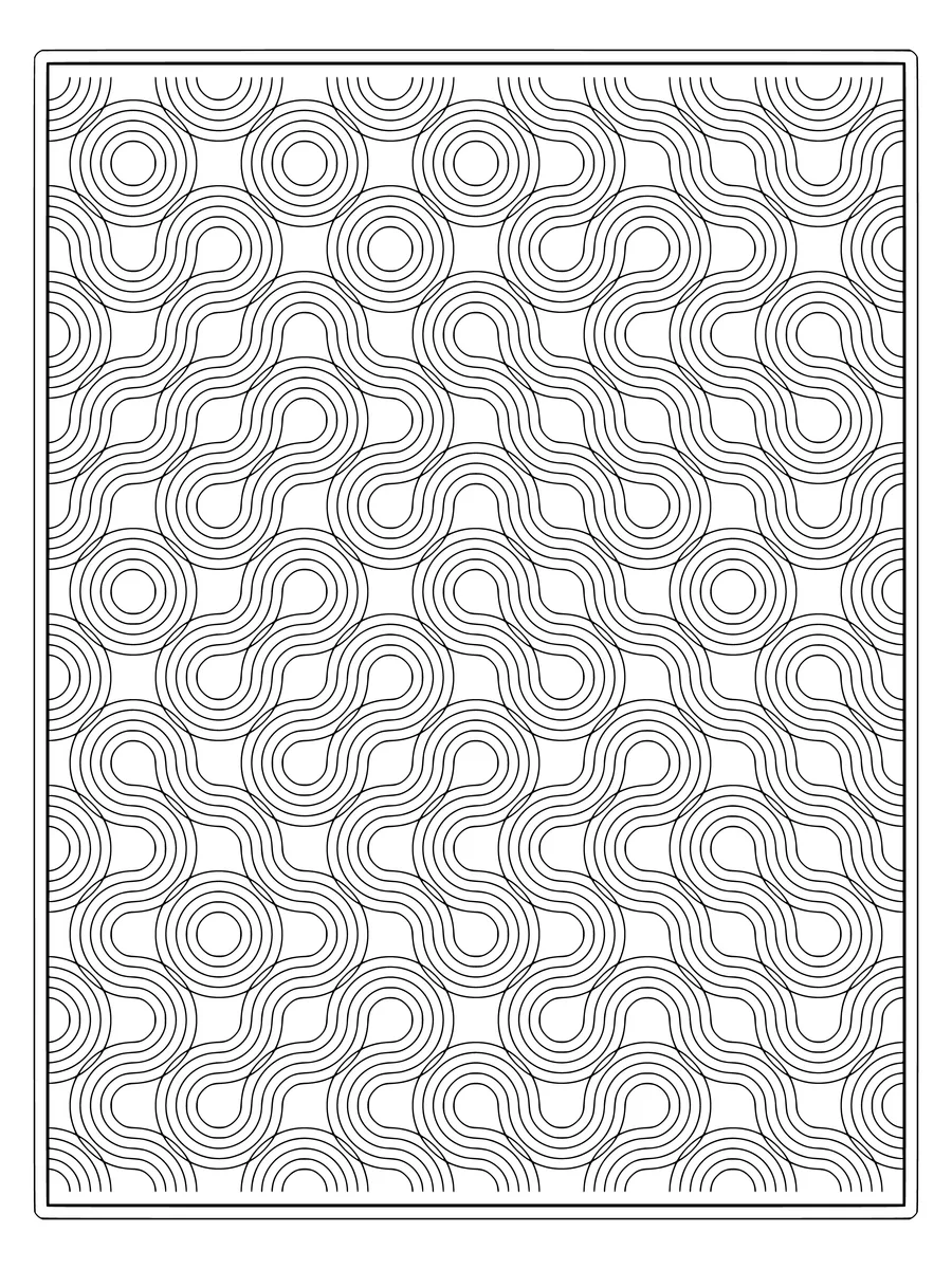Truchet ribbon pattern with woven flowing curves III, an intricate fine-line coloring page for adults to print or color online